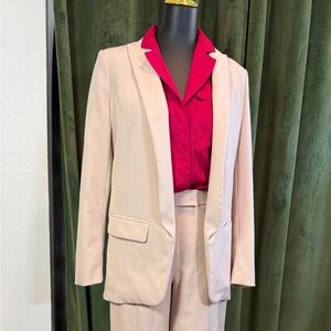 White House Black Market Blush Pink Suit with Fuchsia Top